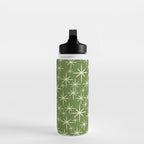 Atomic Age Starbursts - Mid Century Modern Pattern in Cream and Retro Christmas Green Water Bottle Gallery Image 3