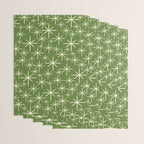 Atomic Age Starbursts - Mid Century Modern Pattern in Cream and Retro Christmas Green Wrapping Paper Gallery Image 3