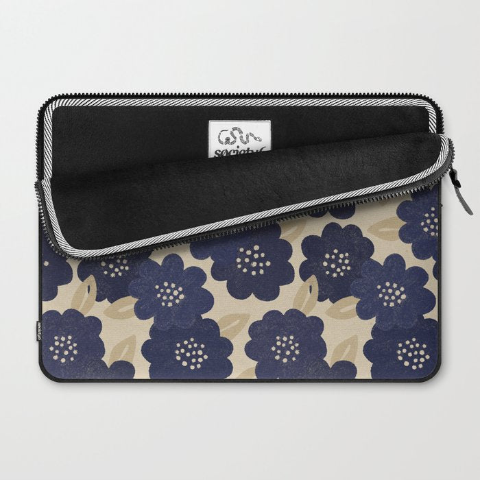 Blue Flower Pattern Laptop Sleeve Gallery Image 2