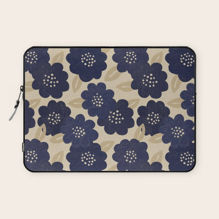 Blue Flower Pattern Laptop Sleeve Gallery Image 1