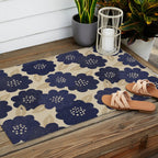 Blue Flower Pattern Outdoor Rug Gallery Image 2