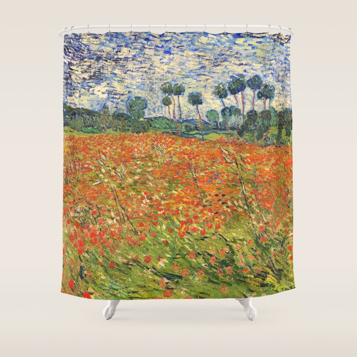 Poppy Field by Vincent van Gogh, 1890 painting Shower Curtain Gallery Image 1