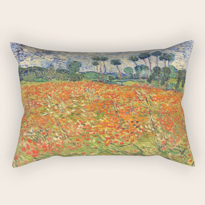 Poppy Field by Vincent van Gogh, 1890 painting Rectangular Pillow Gallery Image 2