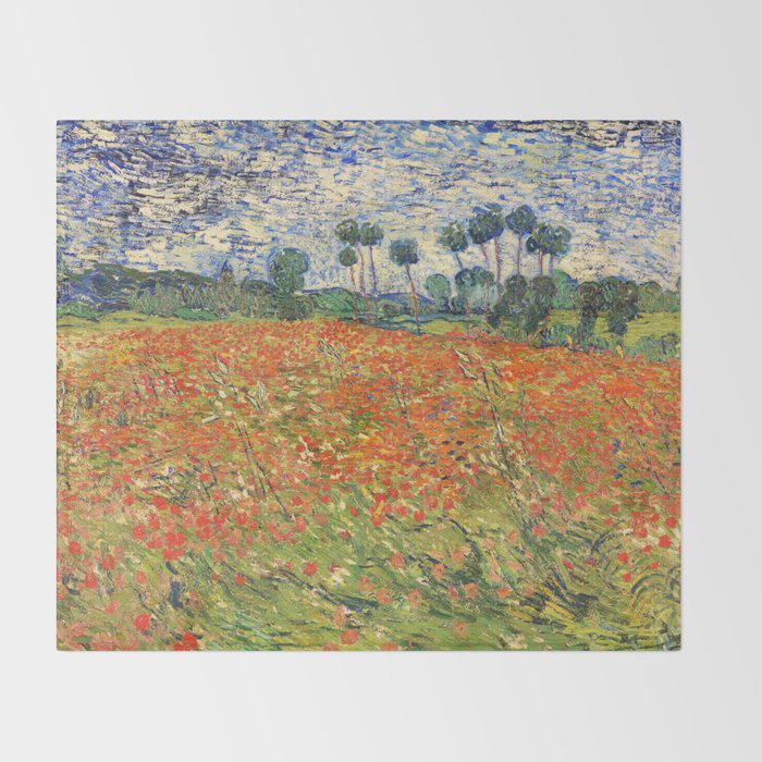 Poppy Field by Vincent van Gogh, 1890 painting Throw Blanket Gallery Image 2