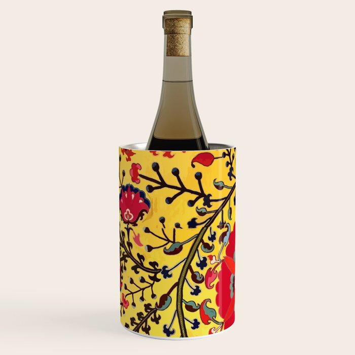 Bright Yellow Ground Uzbekistan Suzani Wine Chiller Gallery Image 2