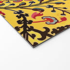 Bright Yellow Ground Uzbekistan Suzani Welcome Mat Gallery Image 2