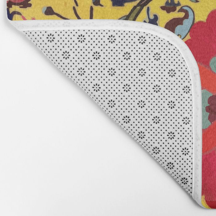 Bright Yellow Ground Uzbekistan Suzani Bath Mat Gallery Image 2