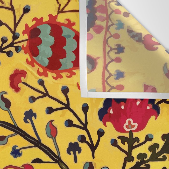 Bright Yellow Ground Uzbekistan Suzani Wall Tapestry Gallery Image 3