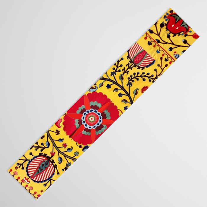 Bright Yellow Ground Uzbekistan Suzani Table Runner Gallery Image 3