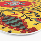 Bright Yellow Ground Uzbekistan Suzani Bath Mat Gallery Image 3