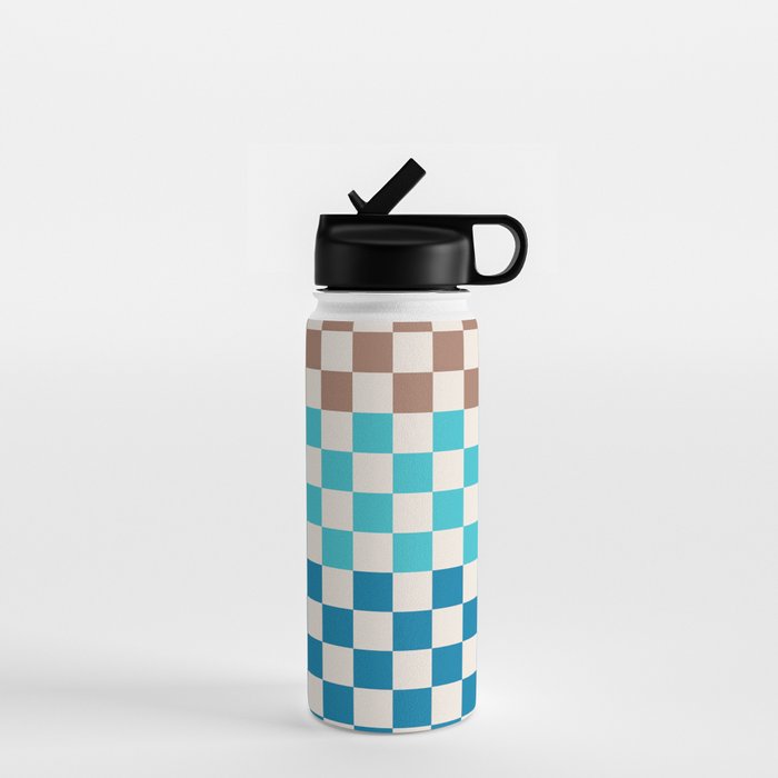 Tri Check Checkered Pattern Inspired by PANTONE 17 1230 Color of the Year Mocha Mousse Water Bottle Gallery Image 1