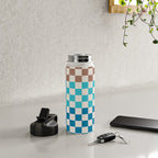 Tri Check Checkered Pattern Inspired by PANTONE 17 1230 Color of the Year Mocha Mousse Water Bottle Gallery Image 4