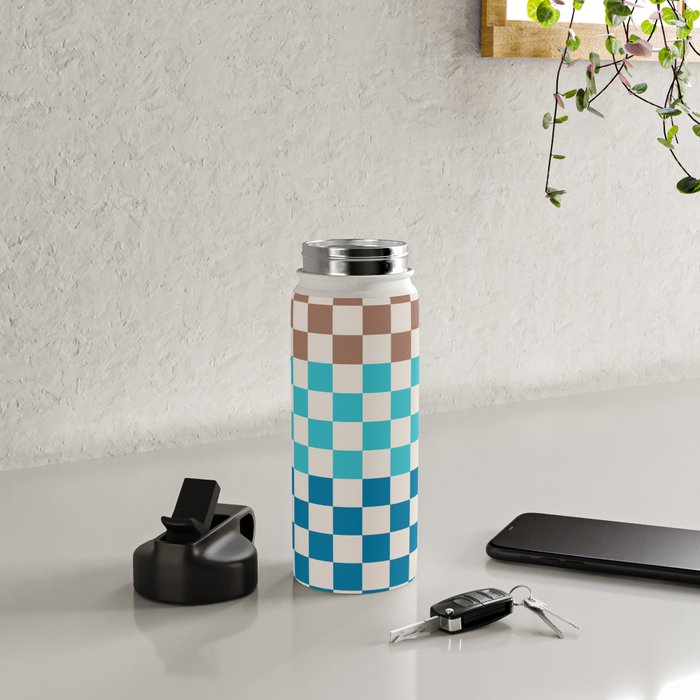 Tri Check Checkered Pattern Inspired by PANTONE 17 1230 Color of the Year Mocha Mousse Water Bottle Gallery Image 4