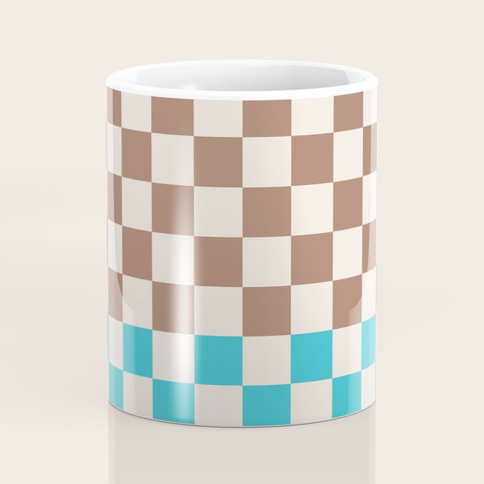 Tri Check Checkered Pattern Inspired by PANTONE 17 1230 Color of the Year Mocha Mousse Coffee Mug Gallery Image 4