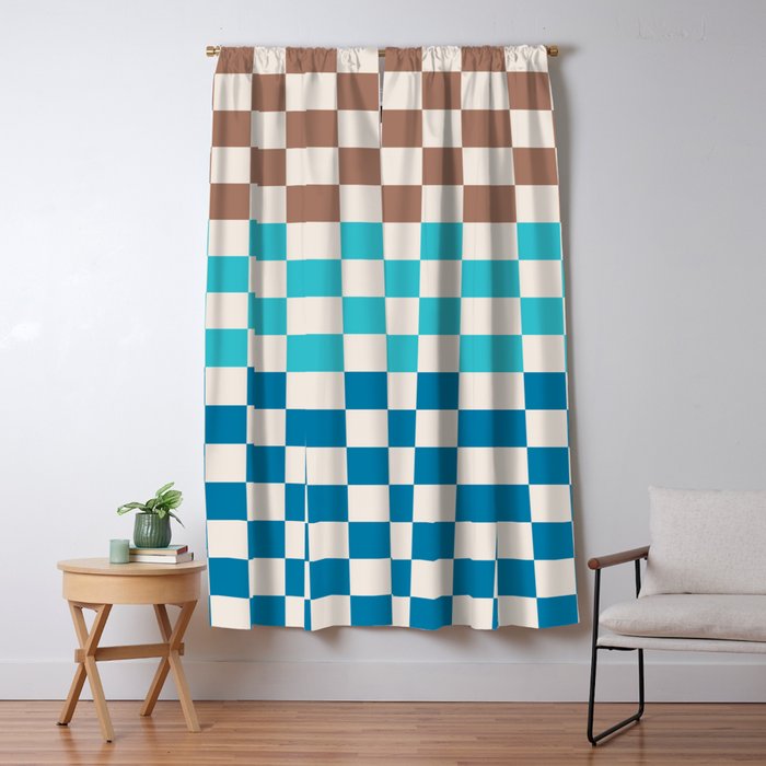 Tri Check Checkered Pattern Inspired by PANTONE 17 1230 Color of the Year Mocha Mousse Window Curtain Gallery Image 5