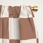 Tri Check Checkered Pattern Inspired by PANTONE 17 1230 Color of the Year Mocha Mousse Window Curtain Gallery Image 2