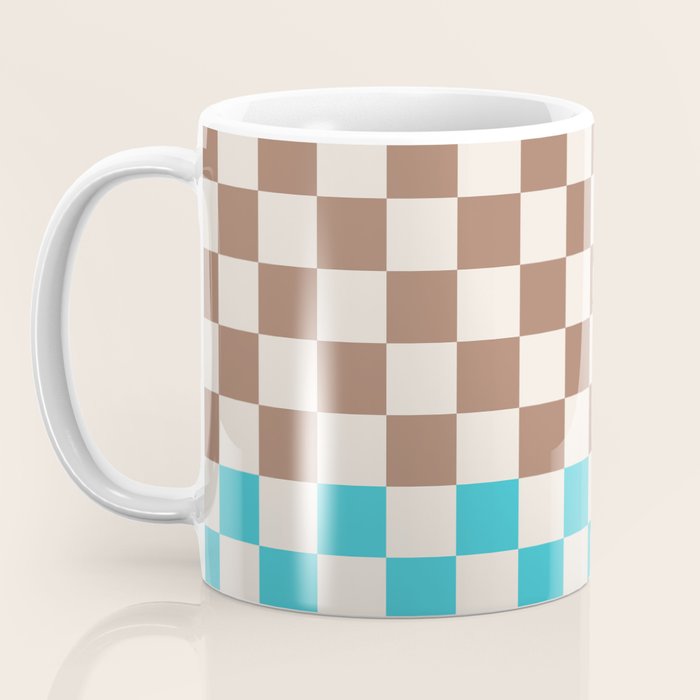 Tri Check Checkered Pattern Inspired by PANTONE 17 1230 Color of the Year Mocha Mousse Coffee Mug Gallery Image 3