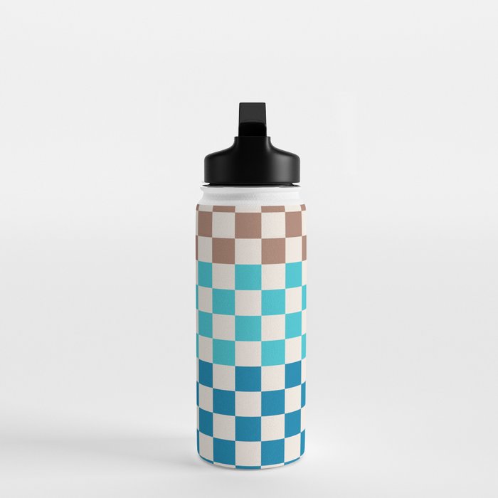 Tri Check Checkered Pattern Inspired by PANTONE 17 1230 Color of the Year Mocha Mousse Water Bottle Gallery Image 3