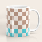Tri Check Checkered Pattern Inspired by PANTONE 17 1230 Color of the Year Mocha Mousse Coffee Mug Gallery Image 1