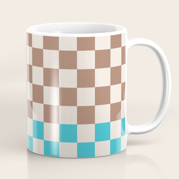 Tri Check Checkered Pattern Inspired by PANTONE 17 1230 Color of the Year Mocha Mousse Coffee Mug Gallery Image 1