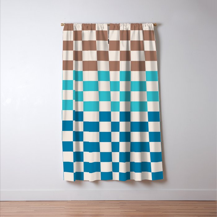 Tri Check Checkered Pattern Inspired by PANTONE 17 1230 Color of the Year Mocha Mousse Window Curtain Gallery Image 3