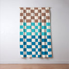 Tri Check Checkered Pattern Inspired by PANTONE 17 1230 Color of the Year Mocha Mousse Window Curtain Gallery Image 3