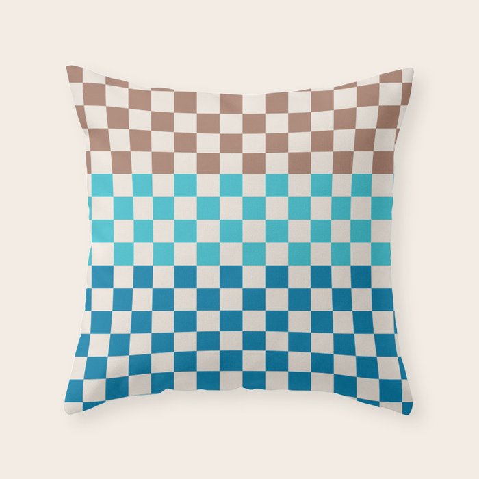 Tri Check Checkered Pattern Inspired by PANTONE 17 1230 Color of the Year Mocha Mousse Throw Pillow Gallery Image 6
