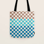 Tri Check Checkered Pattern Inspired by PANTONE 17 1230 Color of the Year Mocha Mousse Tote Bag Gallery Image 1