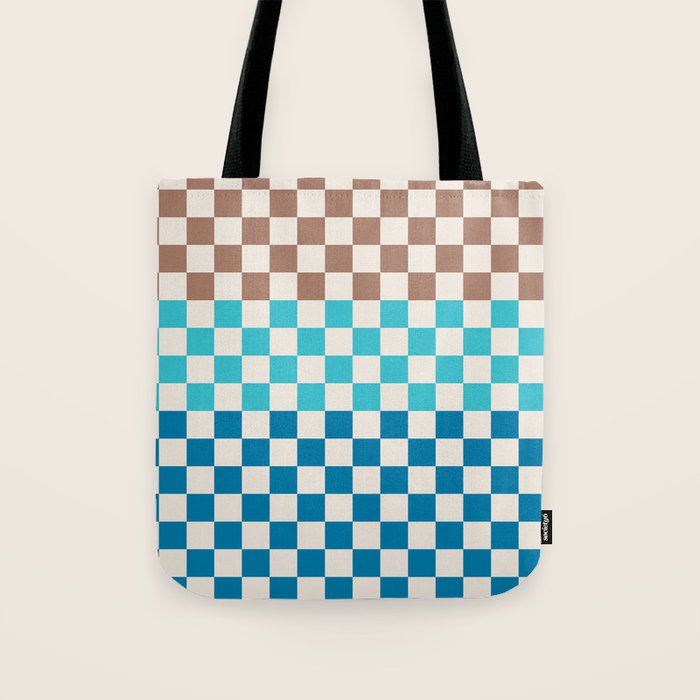 Tri Check Checkered Pattern Inspired by PANTONE 17 1230 Color of the Year Mocha Mousse Tote Bag Gallery Image 1