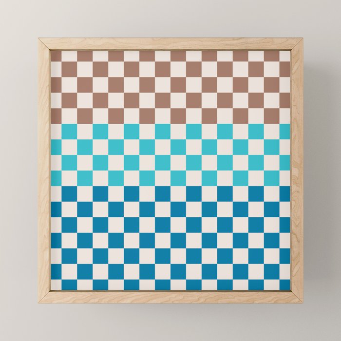 Tri Check Checkered Pattern Inspired by PANTONE 17 1230 Color of the Year Mocha Mousse Mini Art Print Gallery Image 1