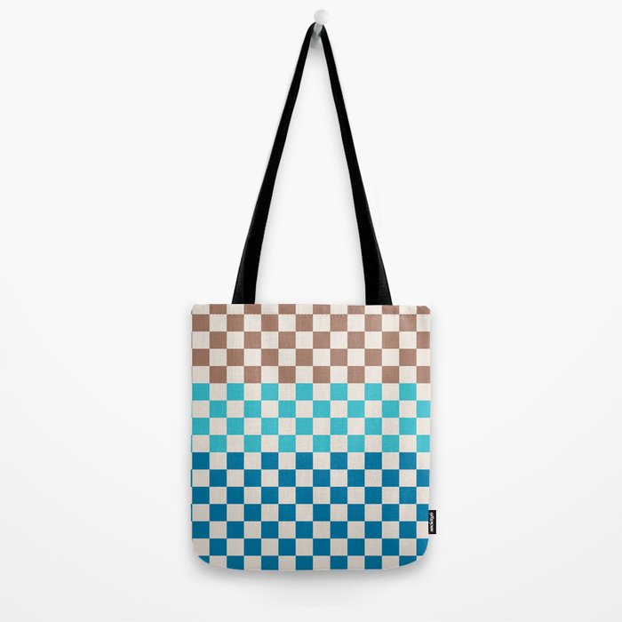Tri Check Checkered Pattern Inspired by PANTONE 17 1230 Color of the Year Mocha Mousse Tote Bag Gallery Image 2