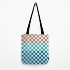 Tri Check Checkered Pattern Inspired by PANTONE 17 1230 Color of the Year Mocha Mousse Tote Bag Gallery Image 2