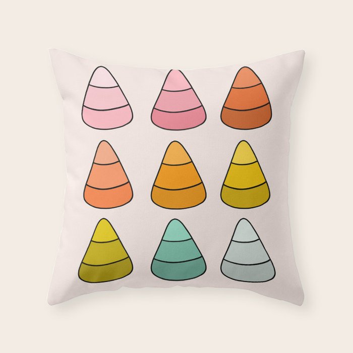 Rainbow Candy Corns Throw Pillow Gallery Image 1