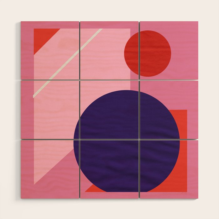 Abstract geometry with circles Wood Wall Art Gallery Image 1