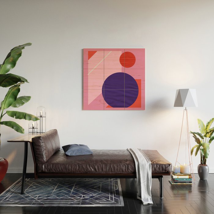 Abstract geometry with circles Wood Wall Art Gallery Image 2