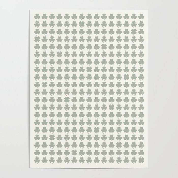 Clovers XXXIV Neutral Green Botanical Pattern Poster Gallery Image 4