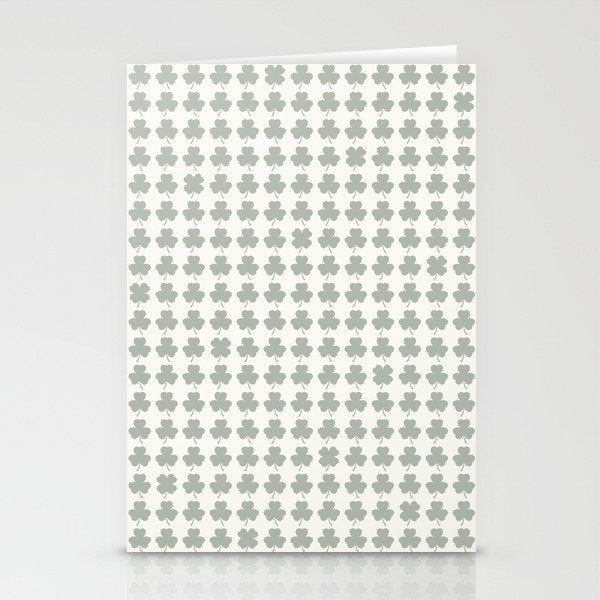 Clovers XXXIV Neutral Green Botanical Pattern Stationery Card Gallery Image 2