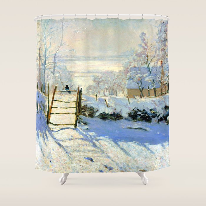 Claude Monet Magpie in the Snow Shower Curtain Gallery Image 1