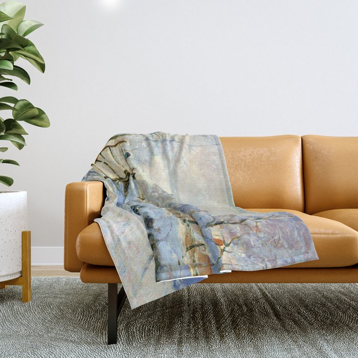 Claude Monet Magpie in the Snow Throw Blanket Gallery Image 1
