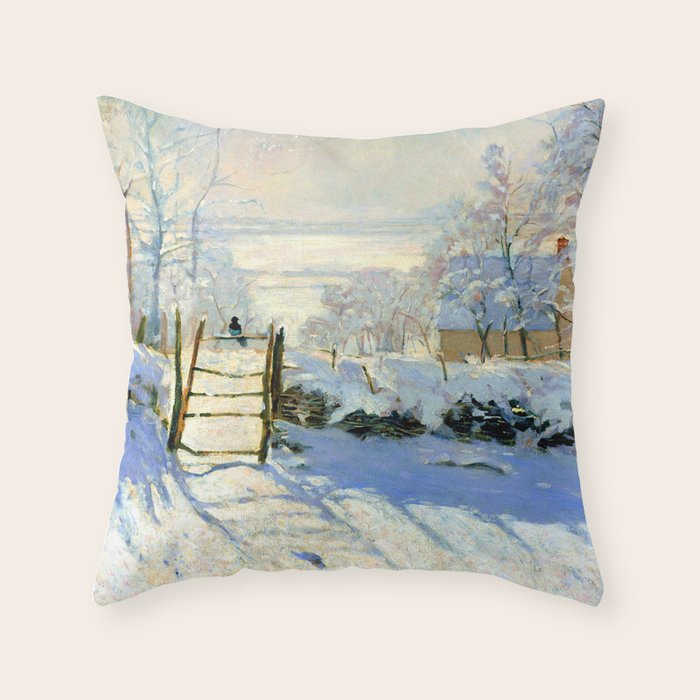 Claude Monet Magpie in the Snow Throw Pillow Gallery Image 6