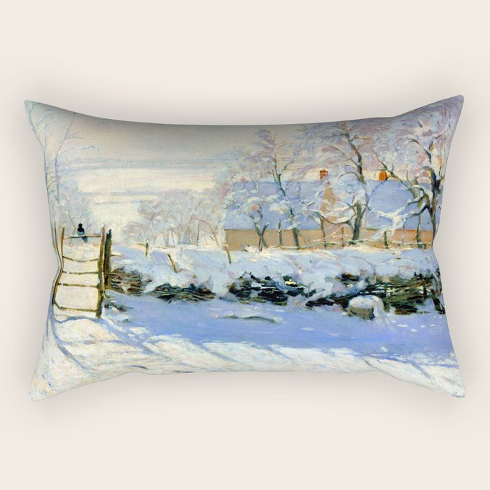 Claude Monet Magpie in the Snow Rectangular Pillow Gallery Image 1