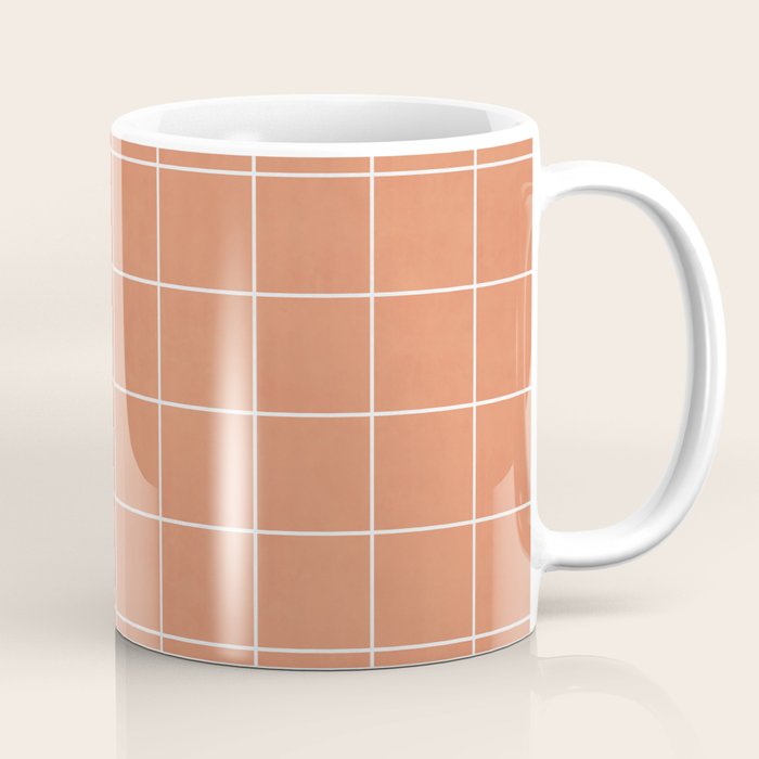 Small Grid Pattern - Coral Coffee Mug Gallery Image 1