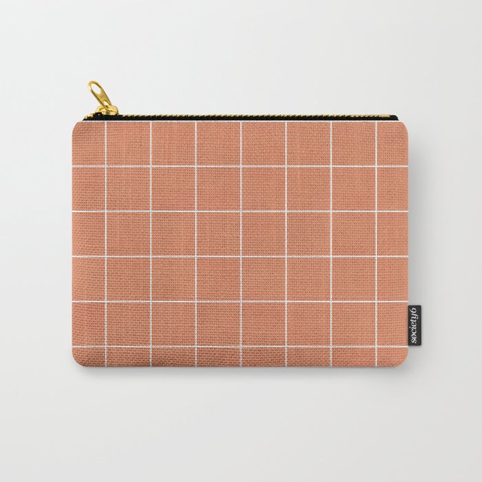 Small Grid Pattern - Coral Carry All Pouch Gallery Image 1