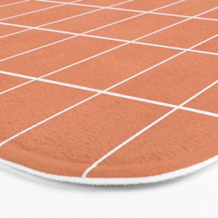 Small Grid Pattern - Coral Bath Mat Gallery Image 3