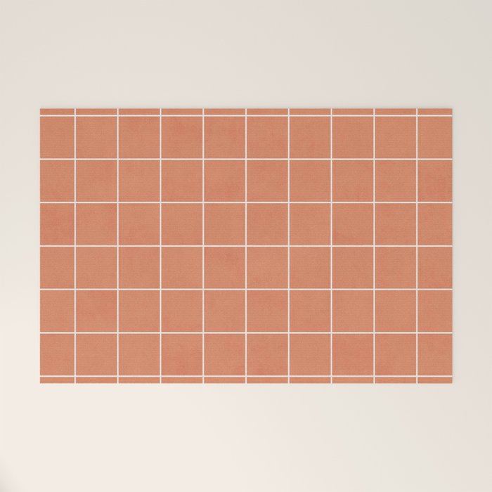 Small Grid Pattern - Coral Welcome Mat Gallery Image 1