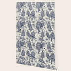 Bigfoot / Sasquatch Toile de Jouy in Blue Wallpaper Gallery Image 2