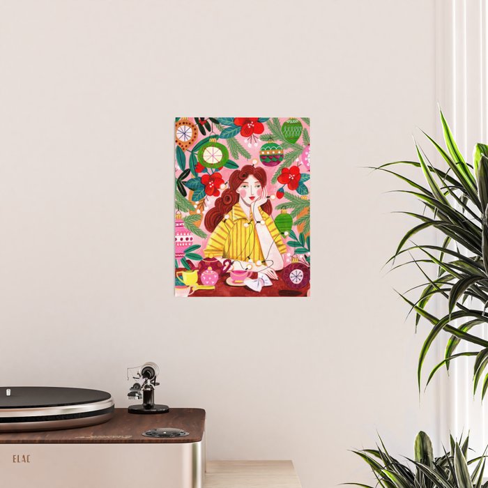 Midcentury Festive Christmas Woman Poster Gallery Image 2
