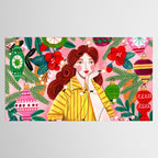 Midcentury Festive Christmas Woman Tablecloth Gallery Image 2