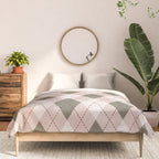 Classic Argyle Pattern Sage and Baby Pink Comforter Gallery Image 3