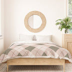 Classic Argyle Pattern Sage and Baby Pink Duvet Cover Gallery Image 3